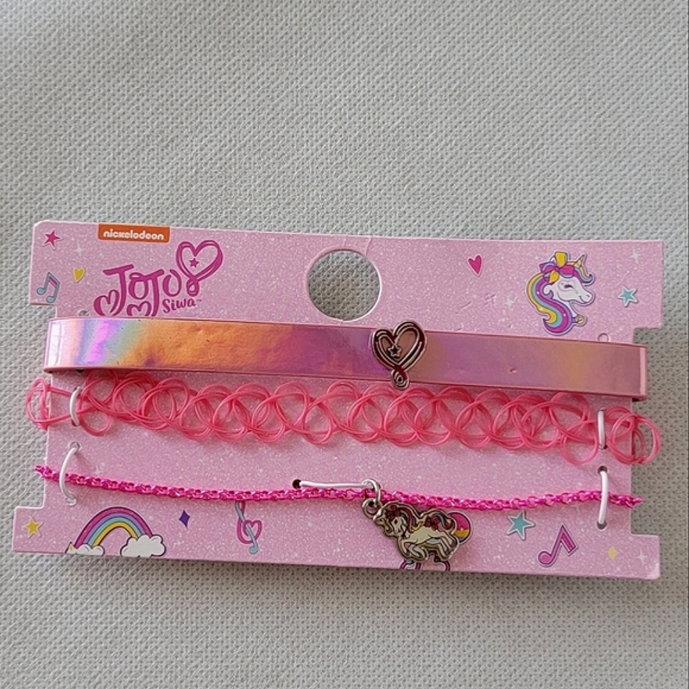 Set of 3 JoJo Siwa Choker Necklaces Unicorn and Heart Charm